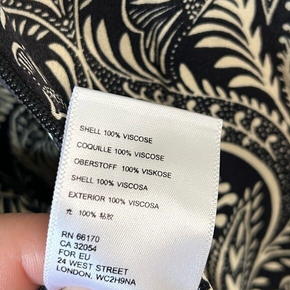 Anthropologie Zadie Black and White Tropical Patterned Satin Jumpsuit Size 2 - Picture 9 of 12